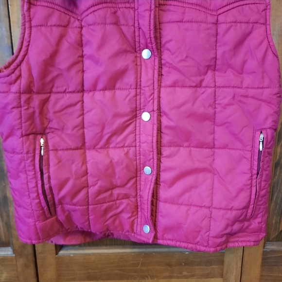 Vintage Sears red burgundy snap closure western quilted puffer vest size medium - Picture 3 of 12